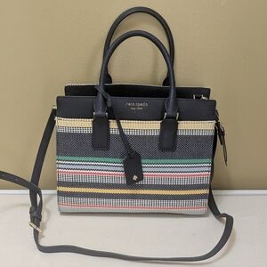 Kate Spade Black and Multicolor Striped Satchel